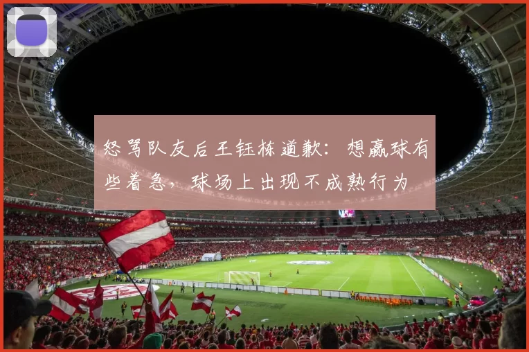 怒骂队友后王钰栋道歉：想赢球有些着急，球场上出现不成熟行为